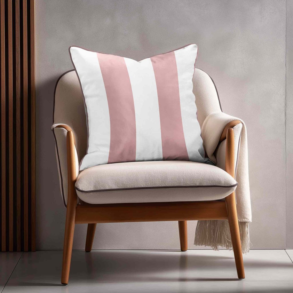 2 Stripes | Sustainable Velvet Cushion with Piping - Rosewater 40 x 40 cm by Izabela Peters