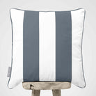 2 Stripes velvet cushion in French Grey, piped