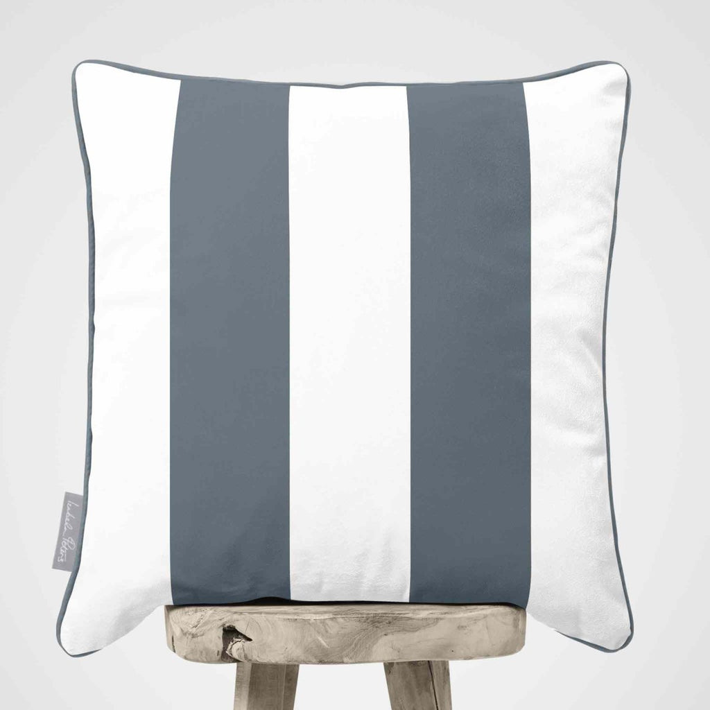 2 Stripes | Sustainable Velvet Cushion with Piping - French Grey 40 x 40 cm by Izabela Peters