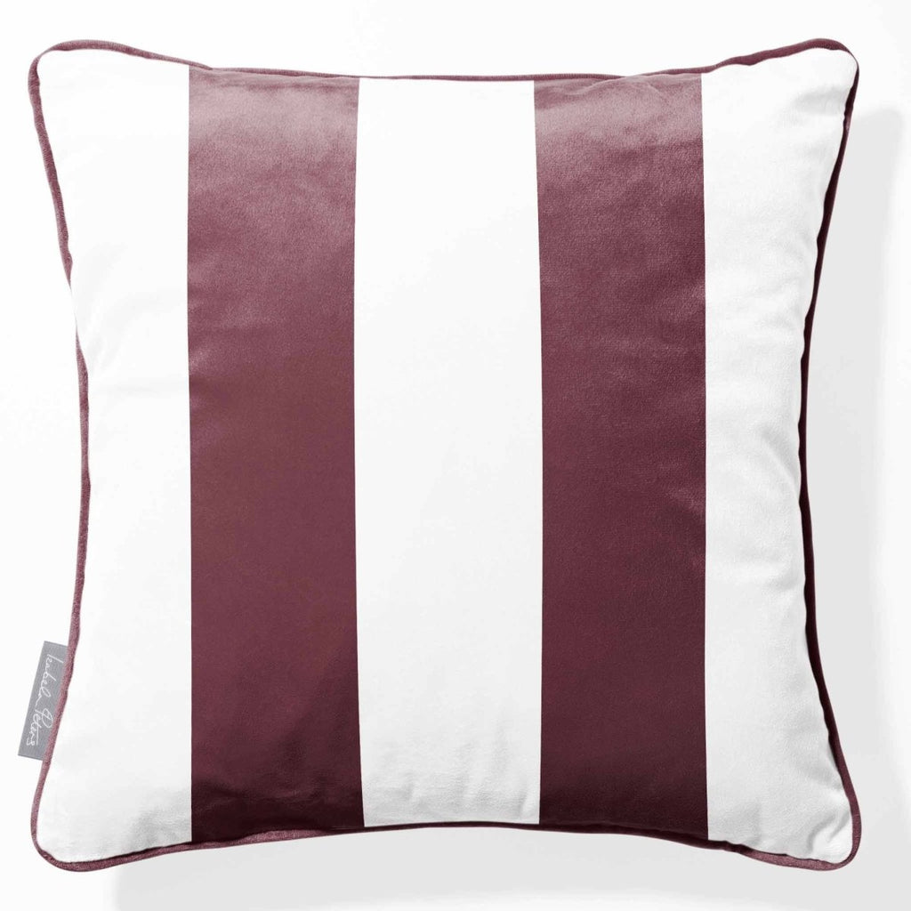 2 Stripes | Sustainable Velvet Cushion with Piping - Italian Grape 40 x 40 cm by Izabela Peters