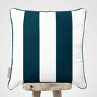 2 Stripes velvet cushion in Teal, piped