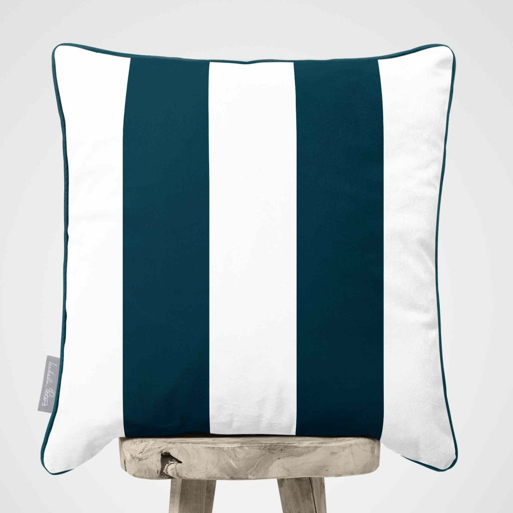 2 Stripes | Sustainable Velvet Cushion with Piping - Teal 40 x 40 cm by Izabela Peters