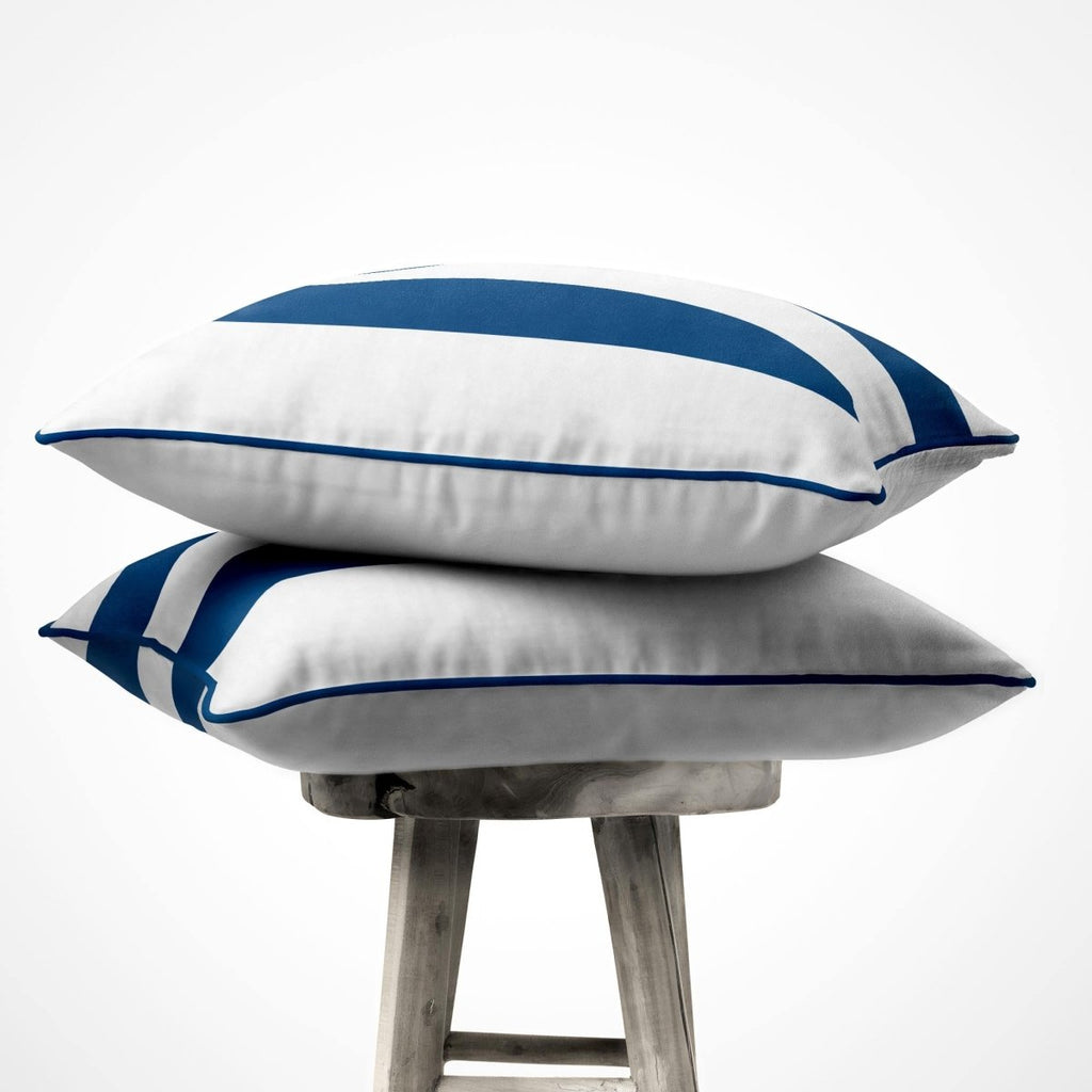 2 Stripes | Sustainable Velvet Cushion with Piping - Estate Blue 40 x 40 cm by Izabela Peters