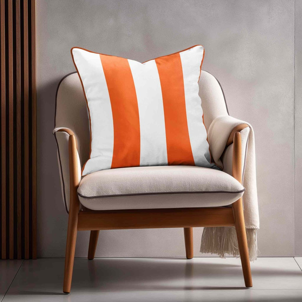 2 Stripes | Sustainable Velvet Cushion with Piping - Burnt Orange 40 x 40 cm by Izabela Peters