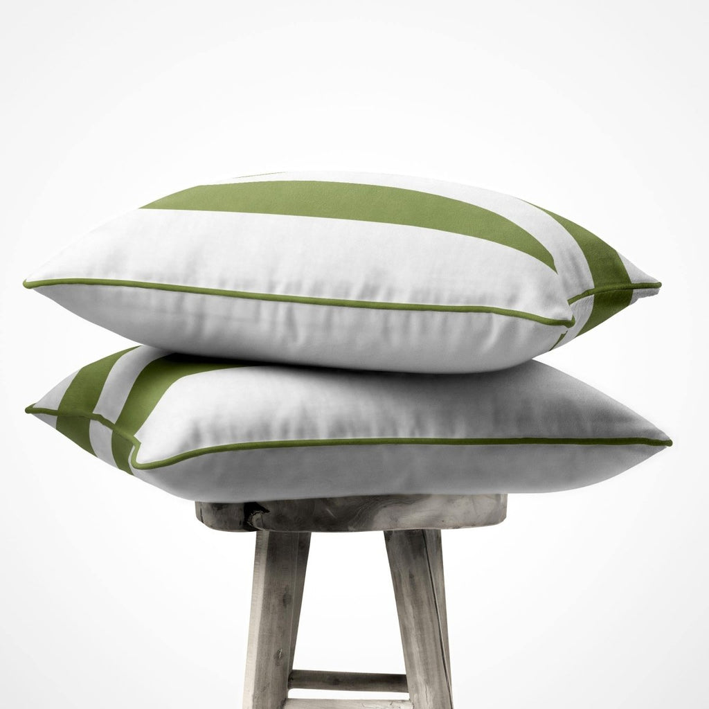 2 Stripes | Sustainable Velvet Cushion with Piping - Sage 40 x 40 cm by Izabela Peters