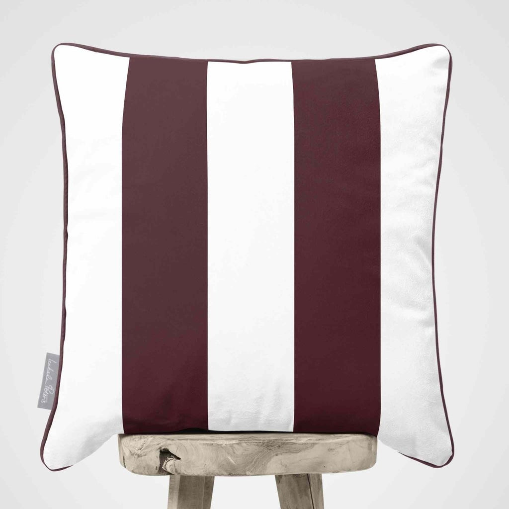2 Stripes | Sustainable Velvet Cushion with Piping - Italian Grape 40 x 40 cm by Izabela Peters