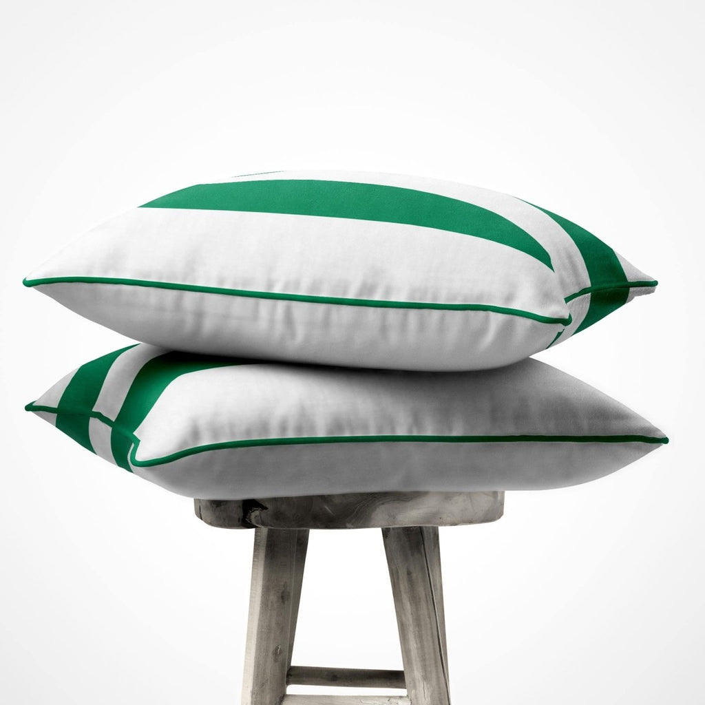 2 Stripes | Sustainable Velvet Cushion with Piping - Emerald Green 40 x 40 cm by Izabela Peters