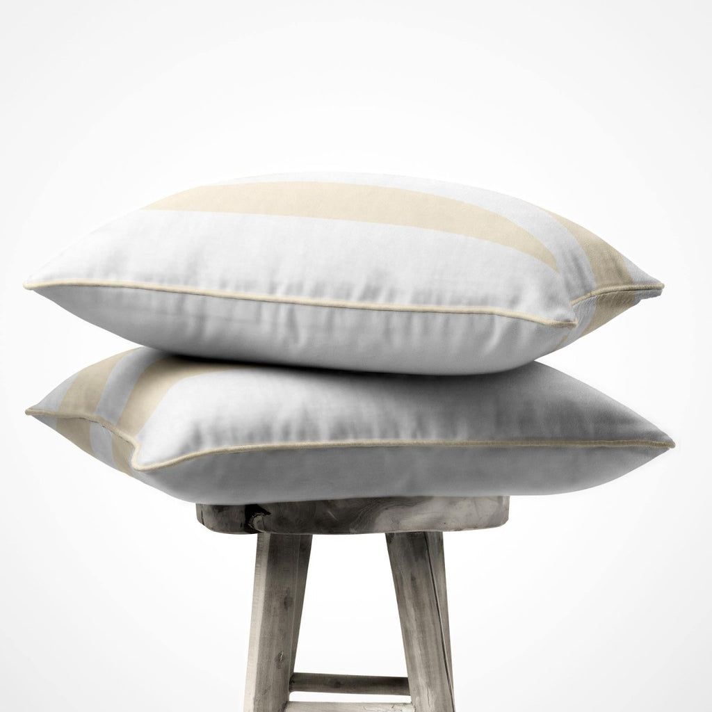 2 Stripes | Sustainable Velvet Cushion with Piping - Ivory Cream 40 x 40 cm by Izabela Peters