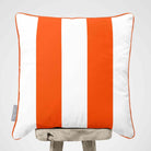 2 Stripes velvet cushion in Burnt Orange, piped