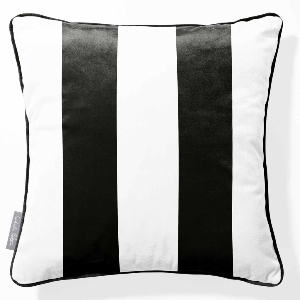 2 Stripes | Sustainable Velvet Cushion with Piping - Charcoal 40 x 40 cm by Izabela Peters