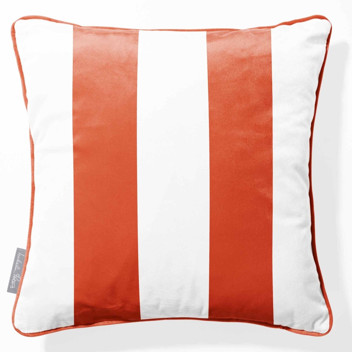 2 Stripes | Sustainable Velvet Cushion with Piping - Burnt Ochre 40 x 40 cm by Izabela Peters