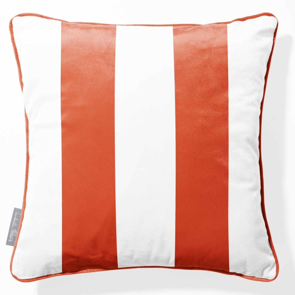 2 Stripes | Sustainable Velvet Cushion with Piping - Burnt Ochre 40 x 40 cm by Izabela Peters