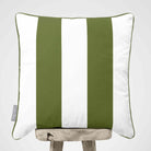 2 Stripes velvet cushion in Sage, piped