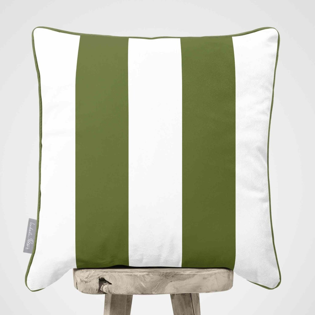 2 Stripes | Sustainable Velvet Cushion with Piping - Sage 40 x 40 cm by Izabela Peters