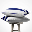 2 Stripes velvet cushion in Midnight, piped
