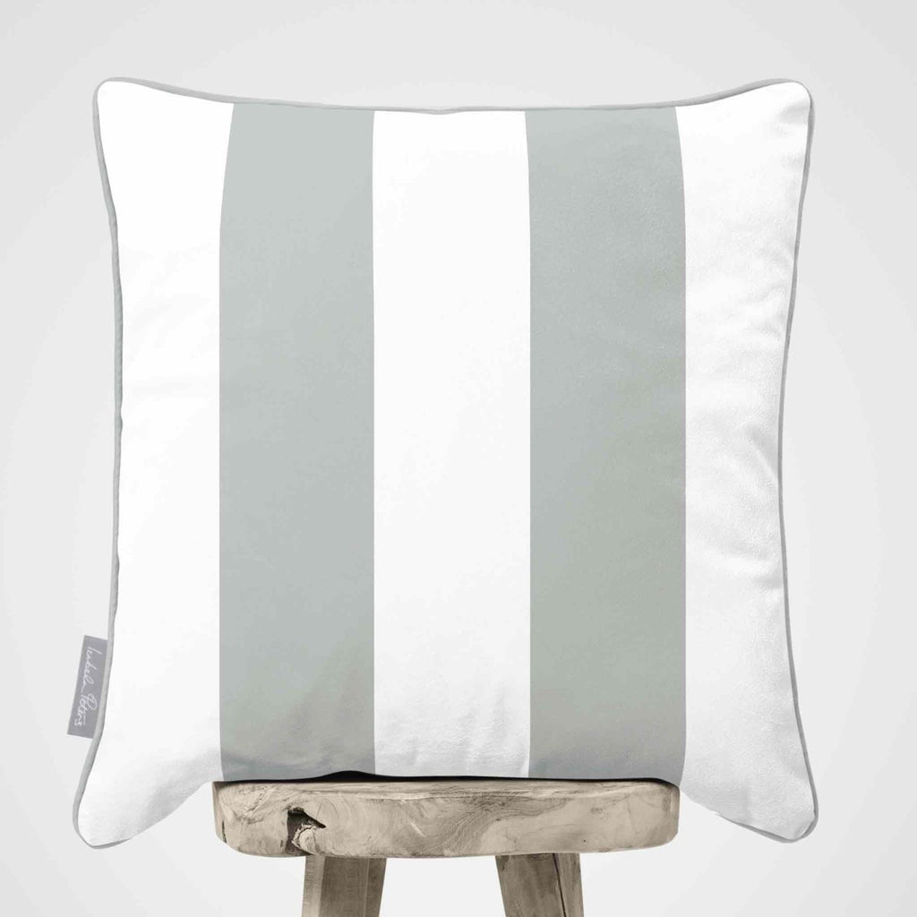 2 Stripes | Sustainable Velvet Cushion with Piping - Storm Grey 40 x 40 cm by Izabela Peters