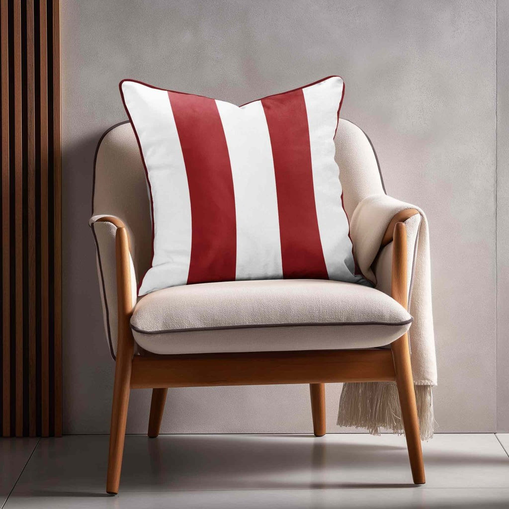 2 Stripes | Sustainable Velvet Cushion with Piping - Crimson Muse 40 x 40 cm by Izabela Peters