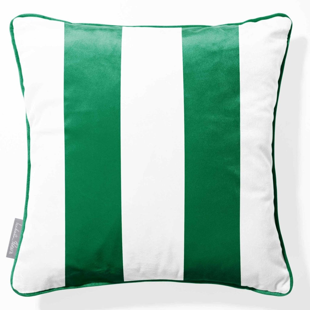 2 Stripes | Sustainable Velvet Cushion with Piping - Emerald Green 40 x 40 cm by Izabela Peters