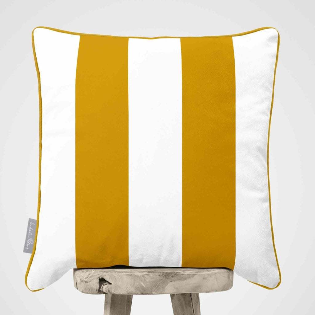 2 Stripes | Sustainable Velvet Cushion with Piping - Mustard Ochre 40 x 40 cm by Izabela Peters
