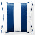 2 Stripes velvet cushion in Estate Blue, piped