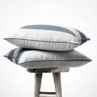 2 Stripes velvet cushion in French Grey, piped