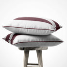 2 Stripes velvet cushion in Italian Grape, piped