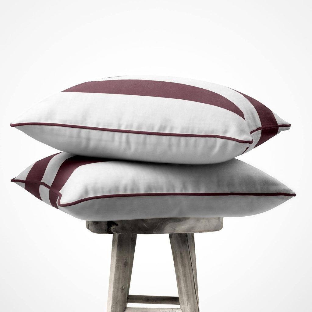 2 Stripes | Sustainable Velvet Cushion with Piping - Italian Grape 40 x 40 cm by Izabela Peters