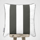 2 Stripes velvet cushion in Beluga, piped