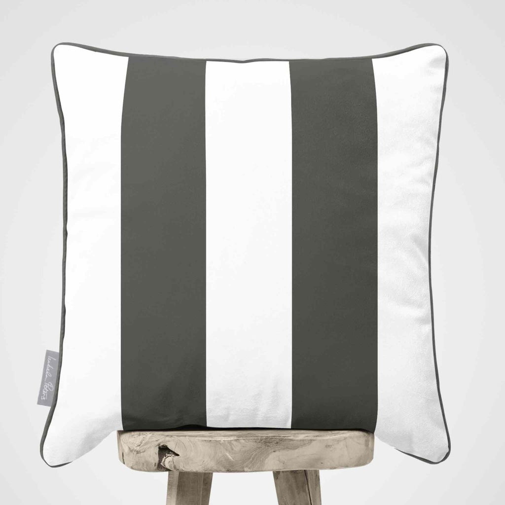 2 Stripes | Sustainable Velvet Cushion with Piping - Beluga 40 x 40 cm by Izabela Peters