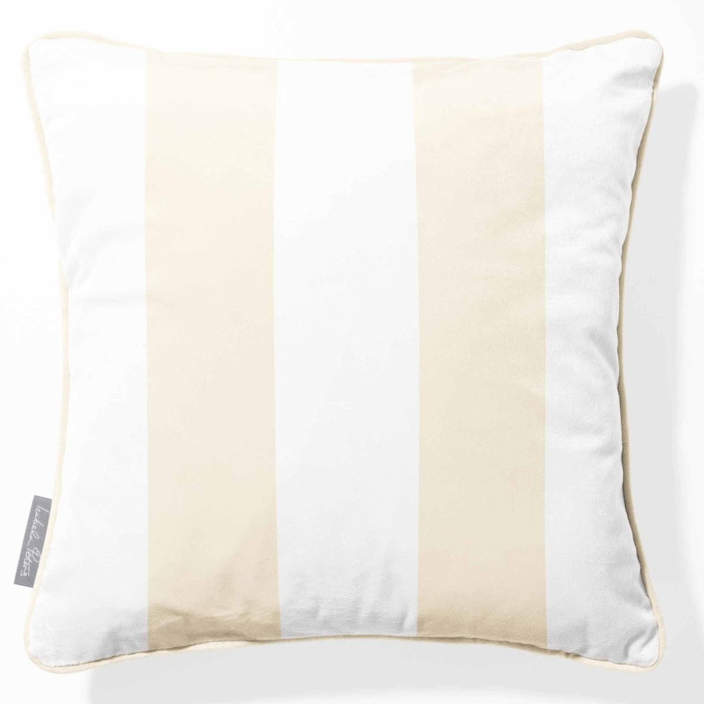 2 Stripes | Sustainable Velvet Cushion with Piping - Ivory Cream 40 x 40 cm by Izabela Peters