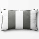 2 Stripes with Piping | Sustainable Velvet Rectangle Cushion - Beluga 50 x 30 cm by Izabela Peters