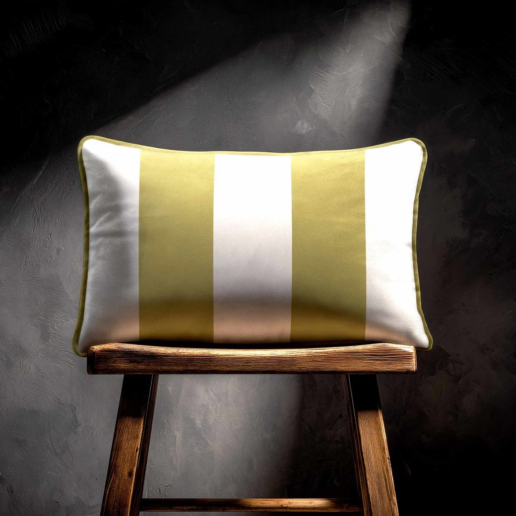 2 Stripes with Piping | Sustainable Velvet Rectangle Cushion - Ivory Cream 50 x 30 cm by Izabela Peters