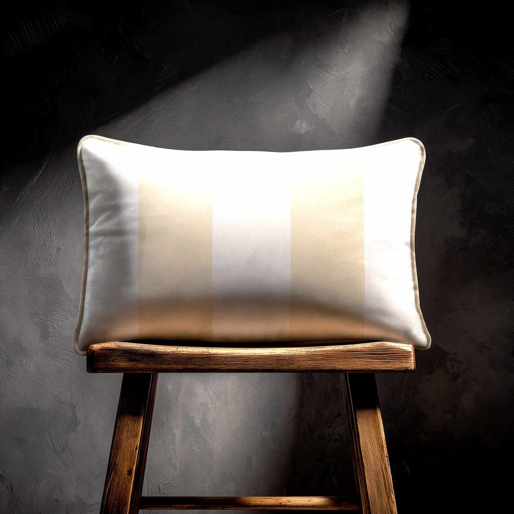 2 Stripes with Piping | Sustainable Velvet Rectangle Cushion - Ivory Cream 50 x 30 cm by Izabela Peters