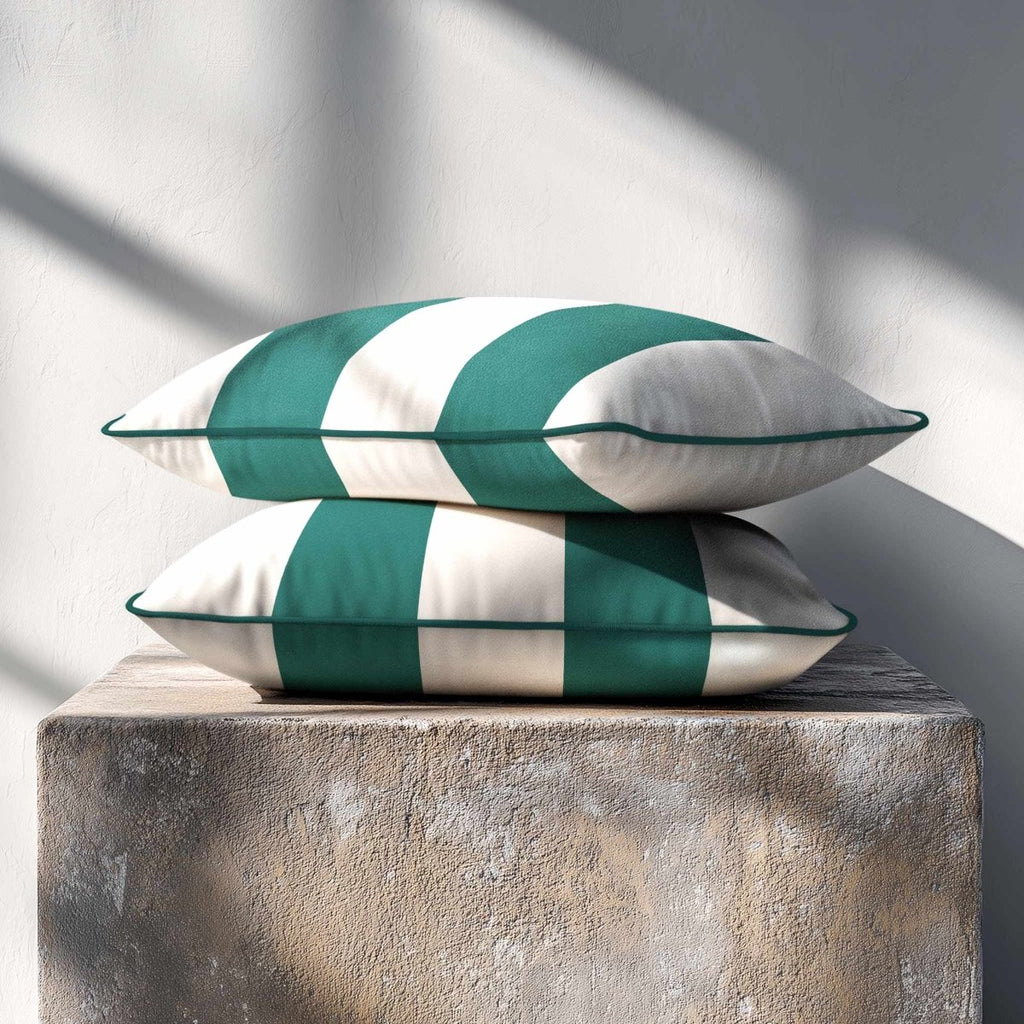 2 Stripes with Piping | Sustainable Velvet Rectangle Cushion - Forest Biome 50 x 30 cm by Izabela Peters