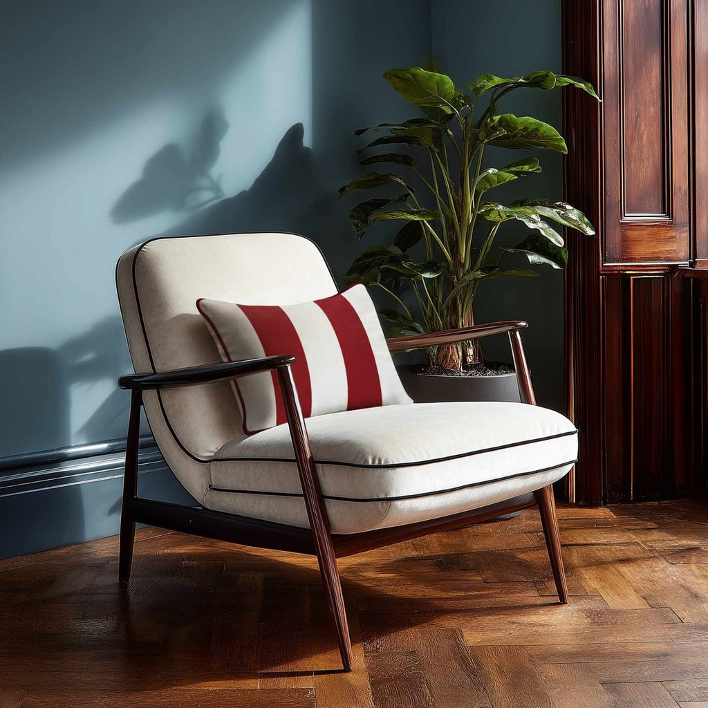 2 Stripes with Piping | Sustainable Velvet Rectangle Cushion - Crimson Muse 50 x 30 cm by Izabela Peters