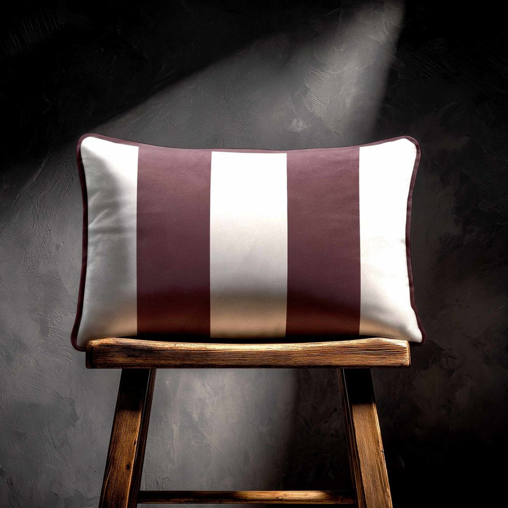 2 Stripes with Piping | Sustainable Velvet Rectangle Cushion - Italian Grape 50 x 30 cm by Izabela Peters