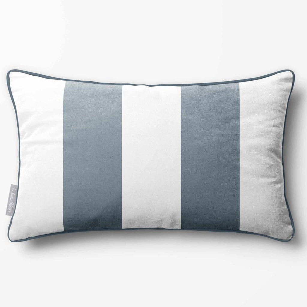 2 Stripes with Piping | Sustainable Velvet Rectangle Cushion - French Grey 50 x 30 cm by Izabela Peters