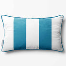2 Stripes with Piping | Sustainable Velvet Rectangle Cushion - Prussian Blue 50 x 30 cm by Izabela Peters