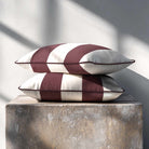 2 Stripes with Piping | Sustainable Velvet Rectangle Cushion - Italian Grape 50 x 30 cm by Izabela Peters