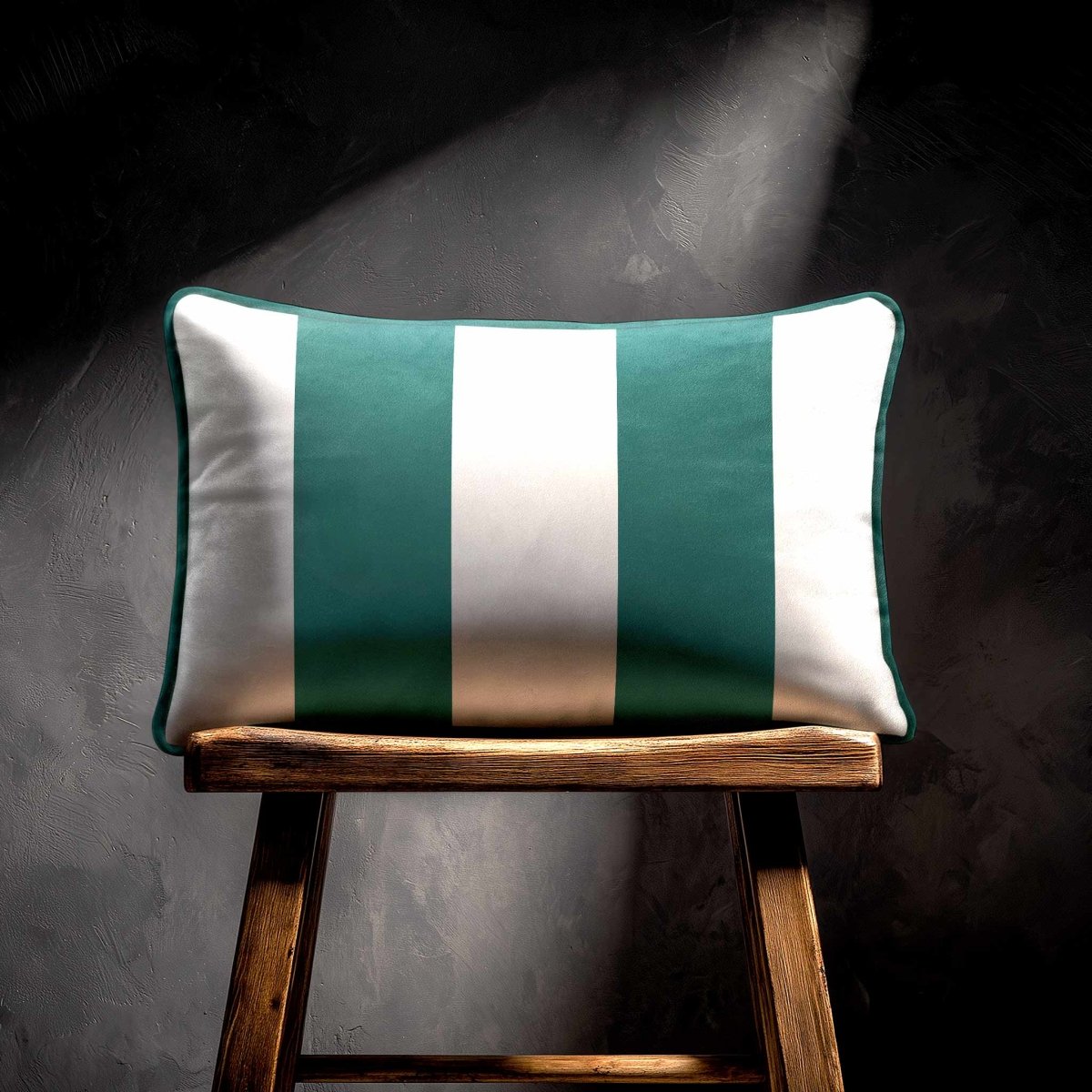 2 Stripes with Piping | Sustainable Velvet Rectangle Cushion - Forest Biome 50 x 30 cm by Izabela Peters