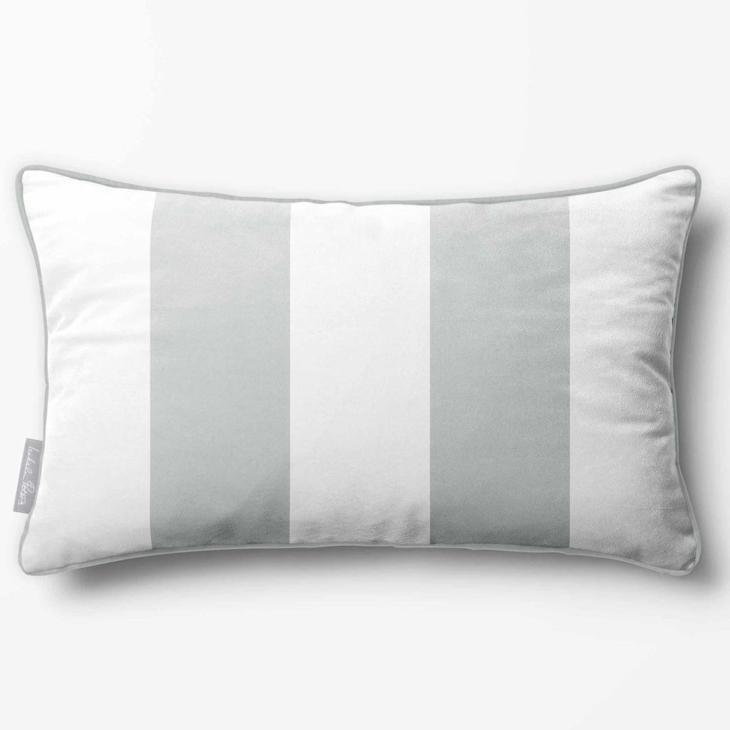2 Stripes with Piping | Sustainable Velvet Rectangle Cushion - Storm Grey 50 x 30 cm by Izabela Peters