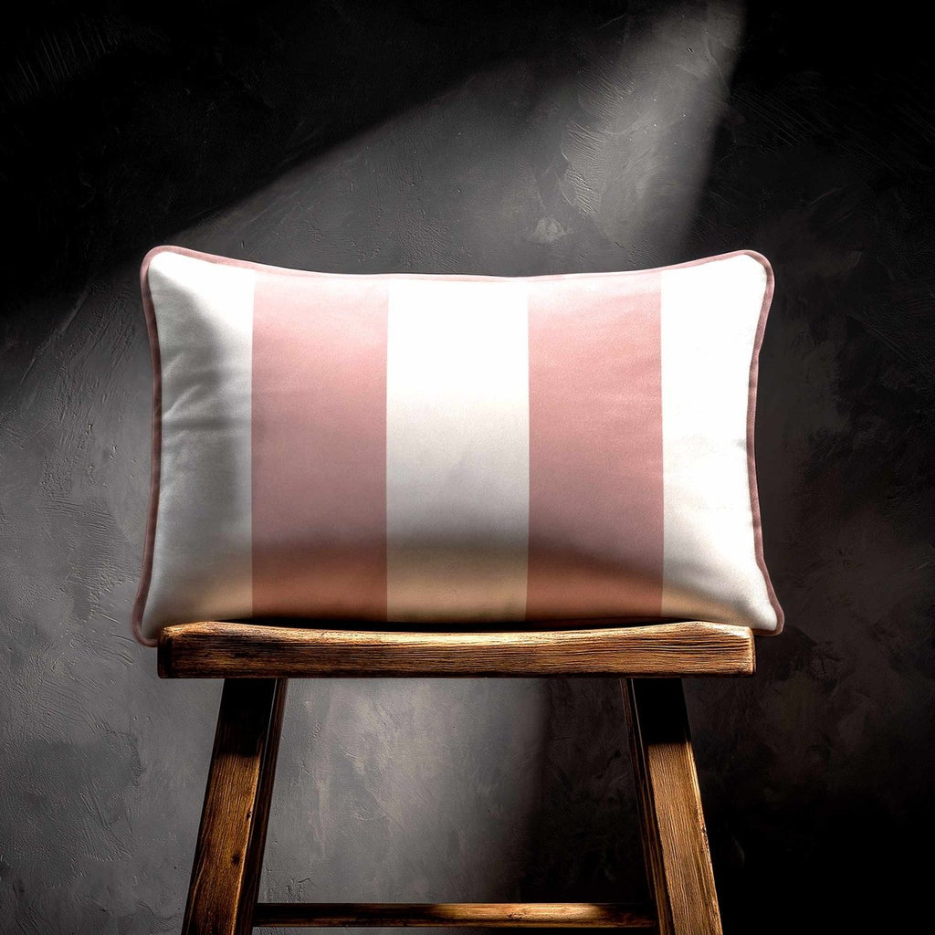 2 Stripes with Piping | Sustainable Velvet Rectangle Cushion - Rosewater 50 x 30 cm by Izabela Peters