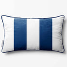 2 Stripes with Piping | Sustainable Velvet Rectangle Cushion - Estate Blue 50 x 30 cm by Izabela Peters