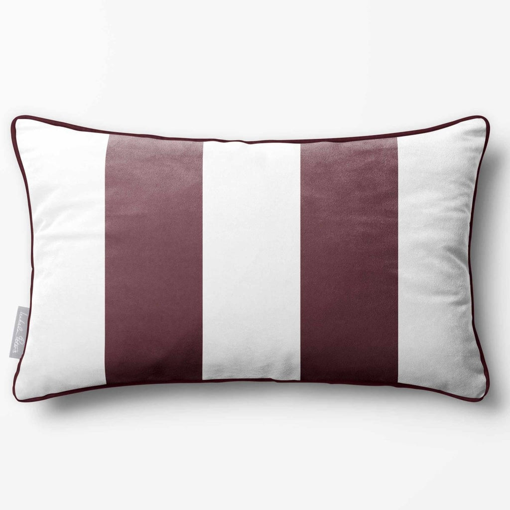 2 Stripes with Piping | Sustainable Velvet Rectangle Cushion - Italian Grape 50 x 30 cm by Izabela Peters
