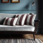 2 Stripes with Piping | Sustainable Velvet Rectangle Cushion - Italian Grape 50 x 30 cm by Izabela Peters