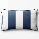 2 Stripes with Piping | Sustainable Velvet Rectangle Cushion - Petrol Blue 50 x 30 cm by Izabela Peters