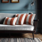 2 Stripes with Piping | Sustainable Velvet Rectangle Cushion - Burnt Ochre 50 x 30 cm by Izabela Peters