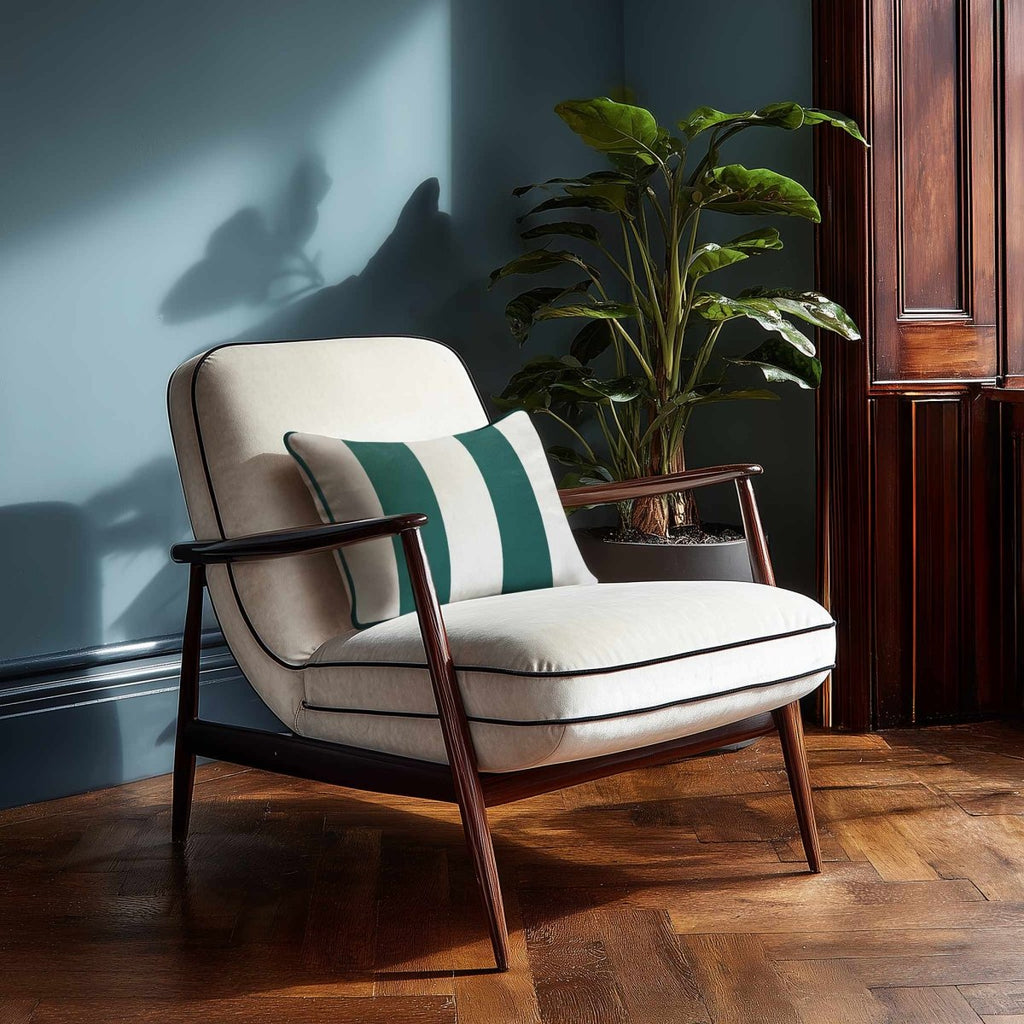 2 Stripes with Piping | Sustainable Velvet Rectangle Cushion - Forest Biome 50 x 30 cm by Izabela Peters