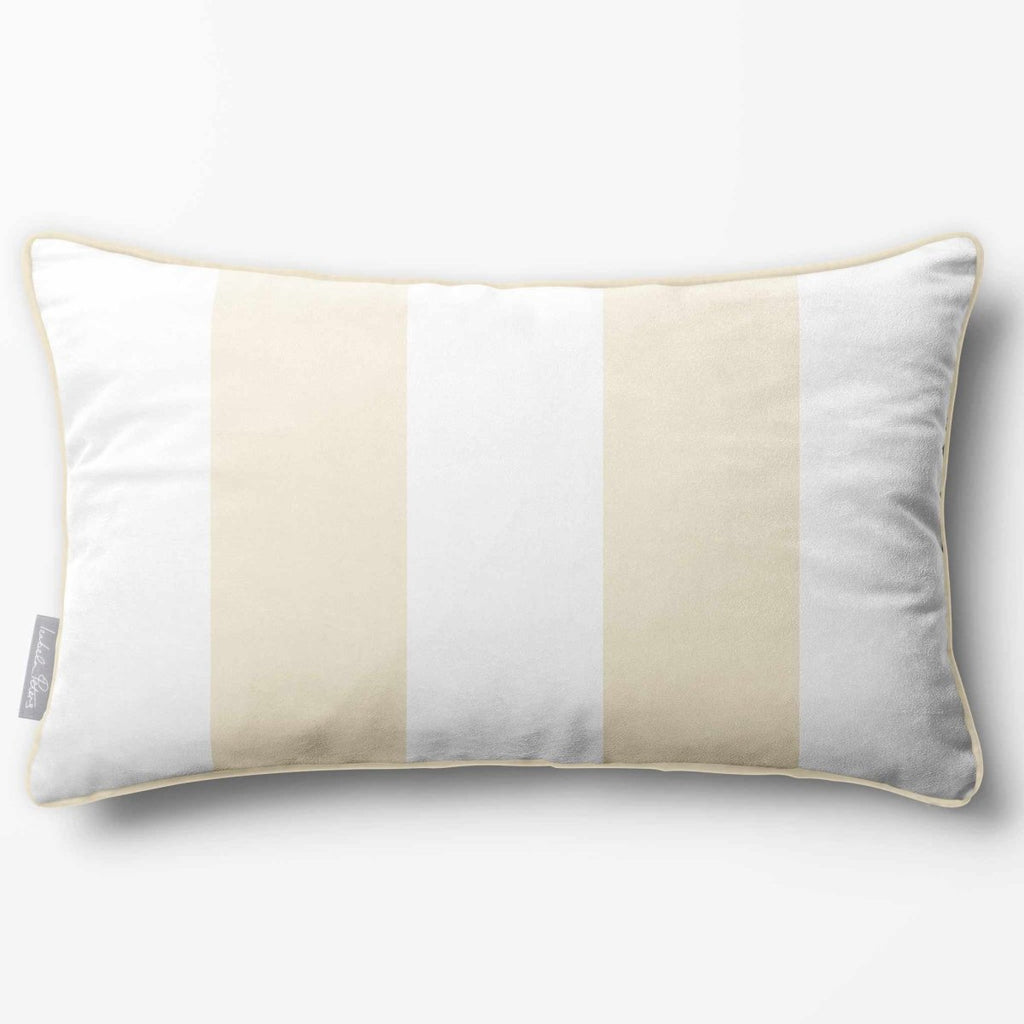 2 Stripes with Piping | Sustainable Velvet Rectangle Cushion - Ivory Cream 50 x 30 cm by Izabela Peters