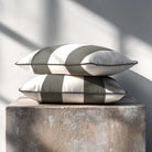 2 Stripes with Piping | Sustainable Velvet Rectangle Cushion - Beluga 50 x 30 cm by Izabela Peters